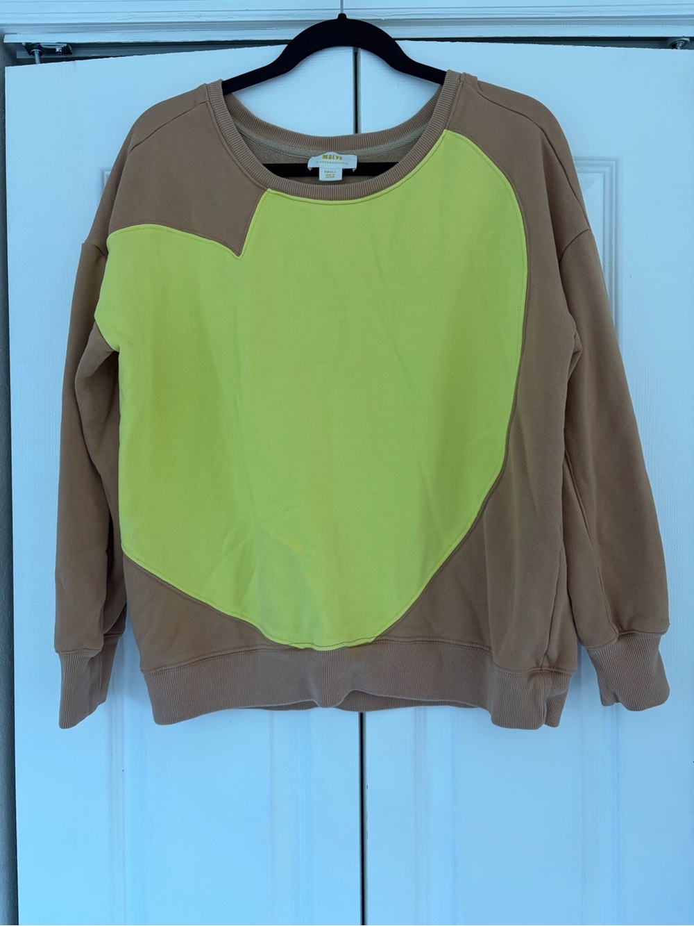 Maeve Brown Sweatshirt with Lime Heart Panel